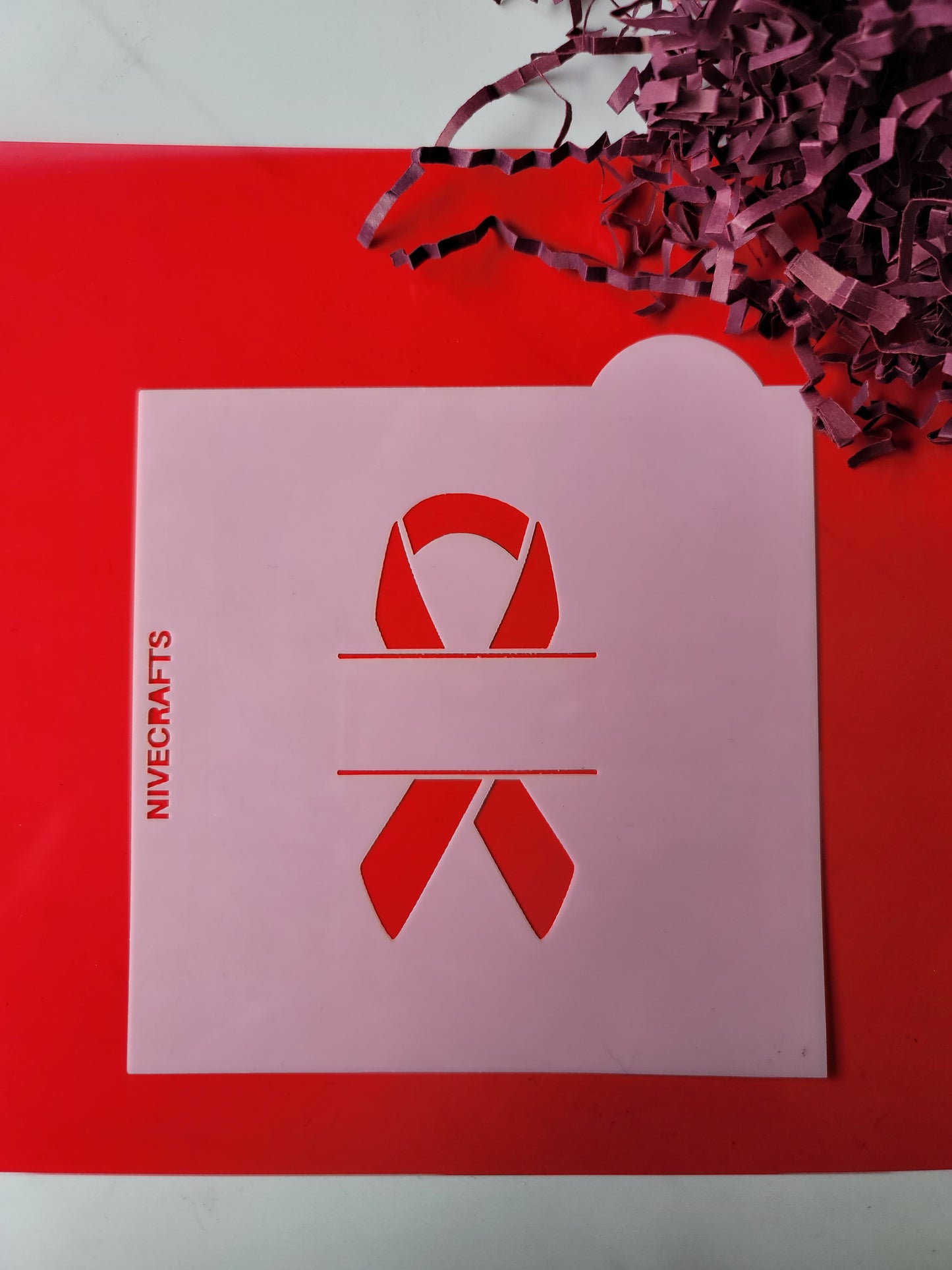 Cortador y stencil - Lazo cáncer con placa