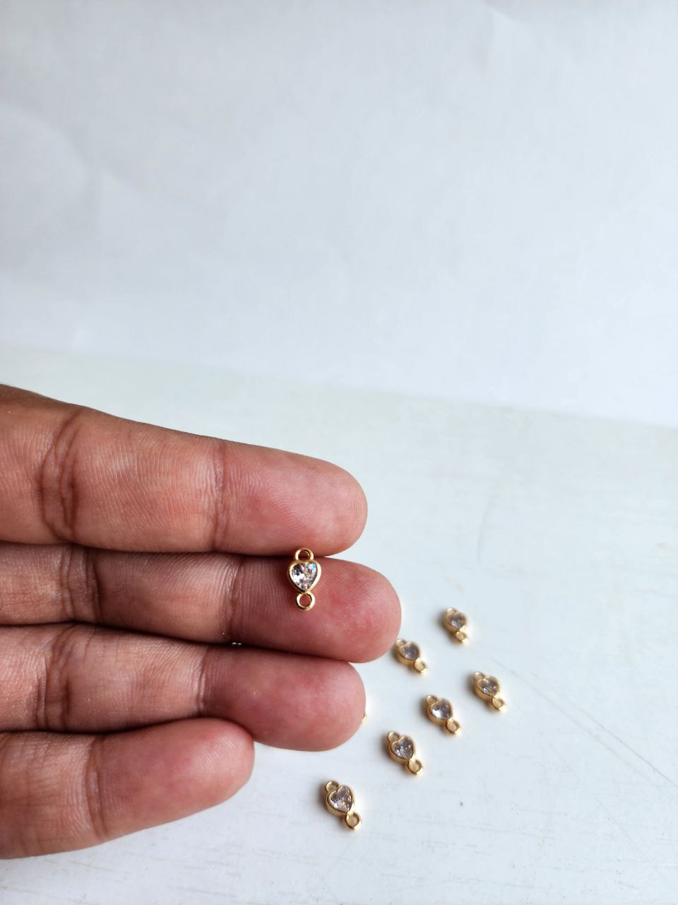 Corazón pequeño CZ - Conector (2 piezas)