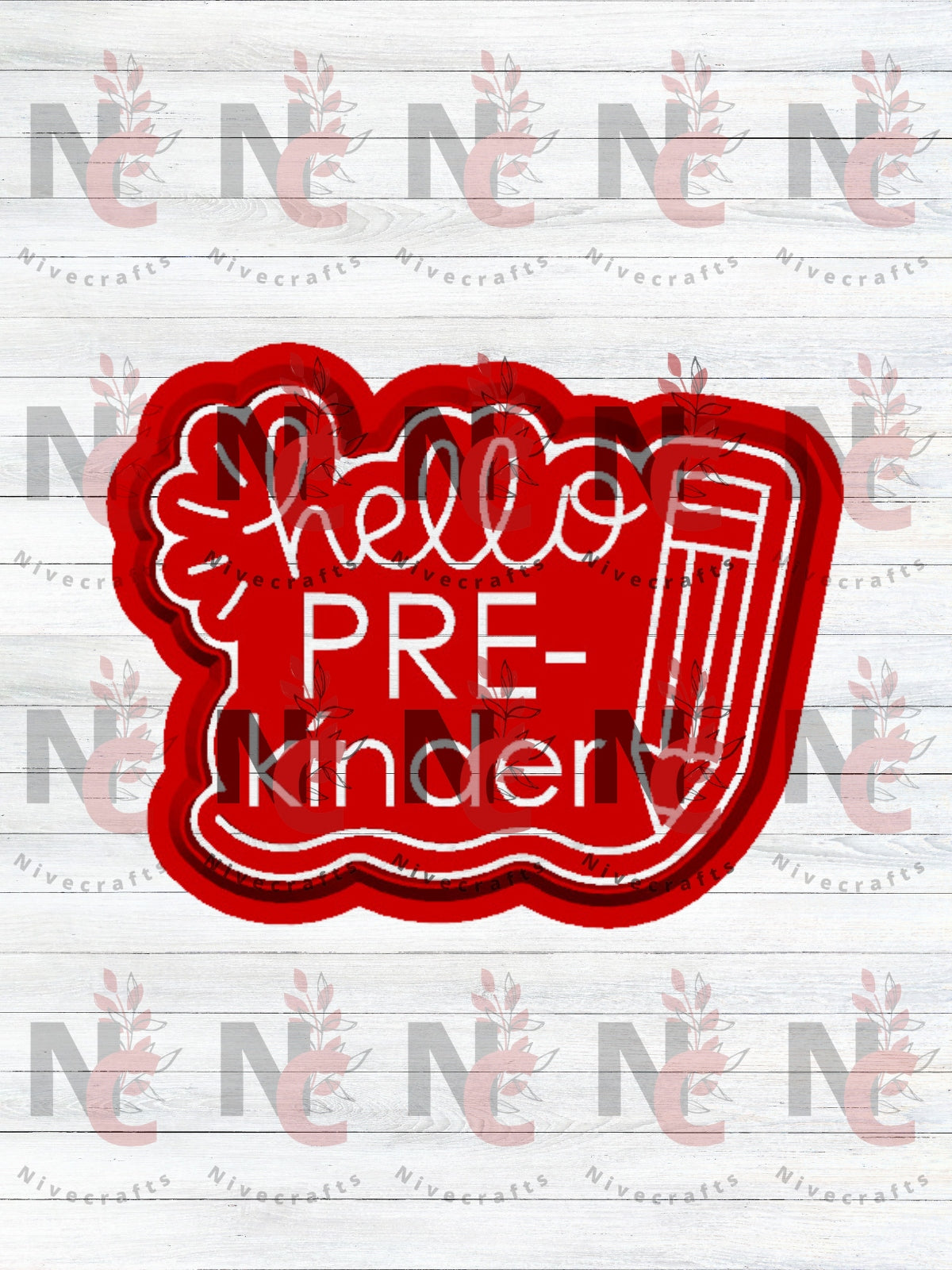 Cortador y estampador placa Hello Pre-Kinder con lápiz