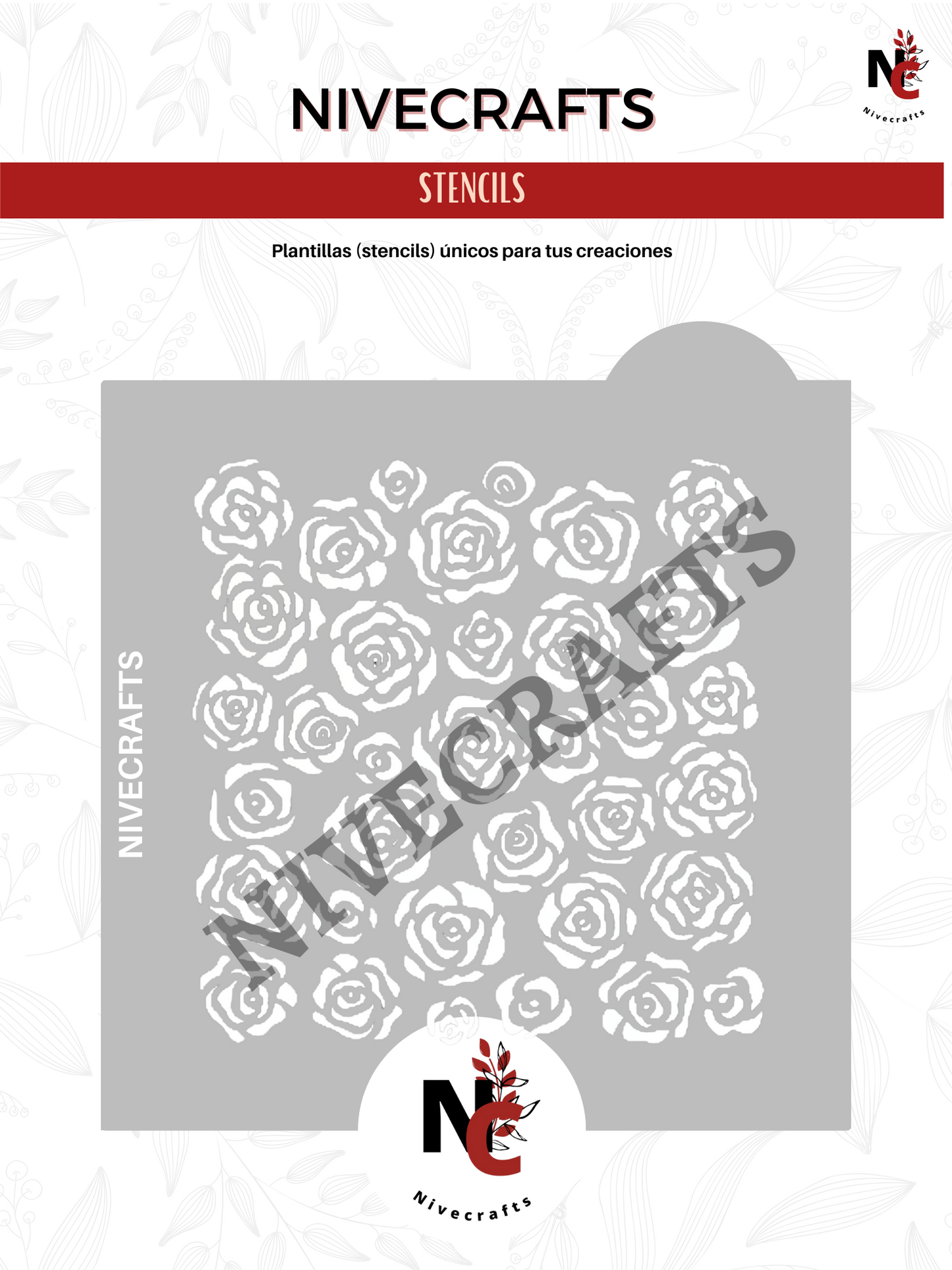 Stencil - Patron de Rosas (para círculo 3 pulgadas)