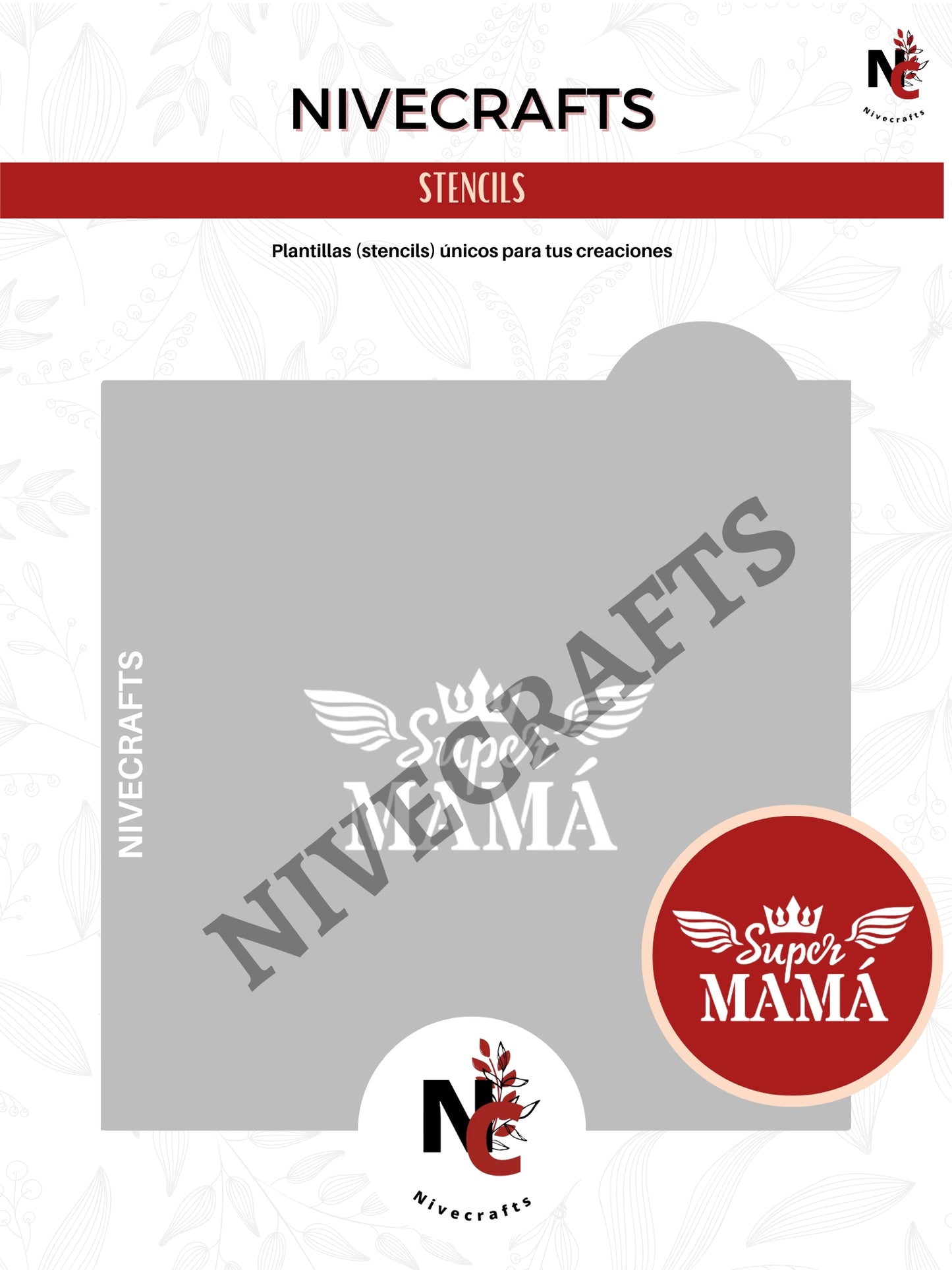 Stencil - Super Mamá (para círculo 3 pulgadas)