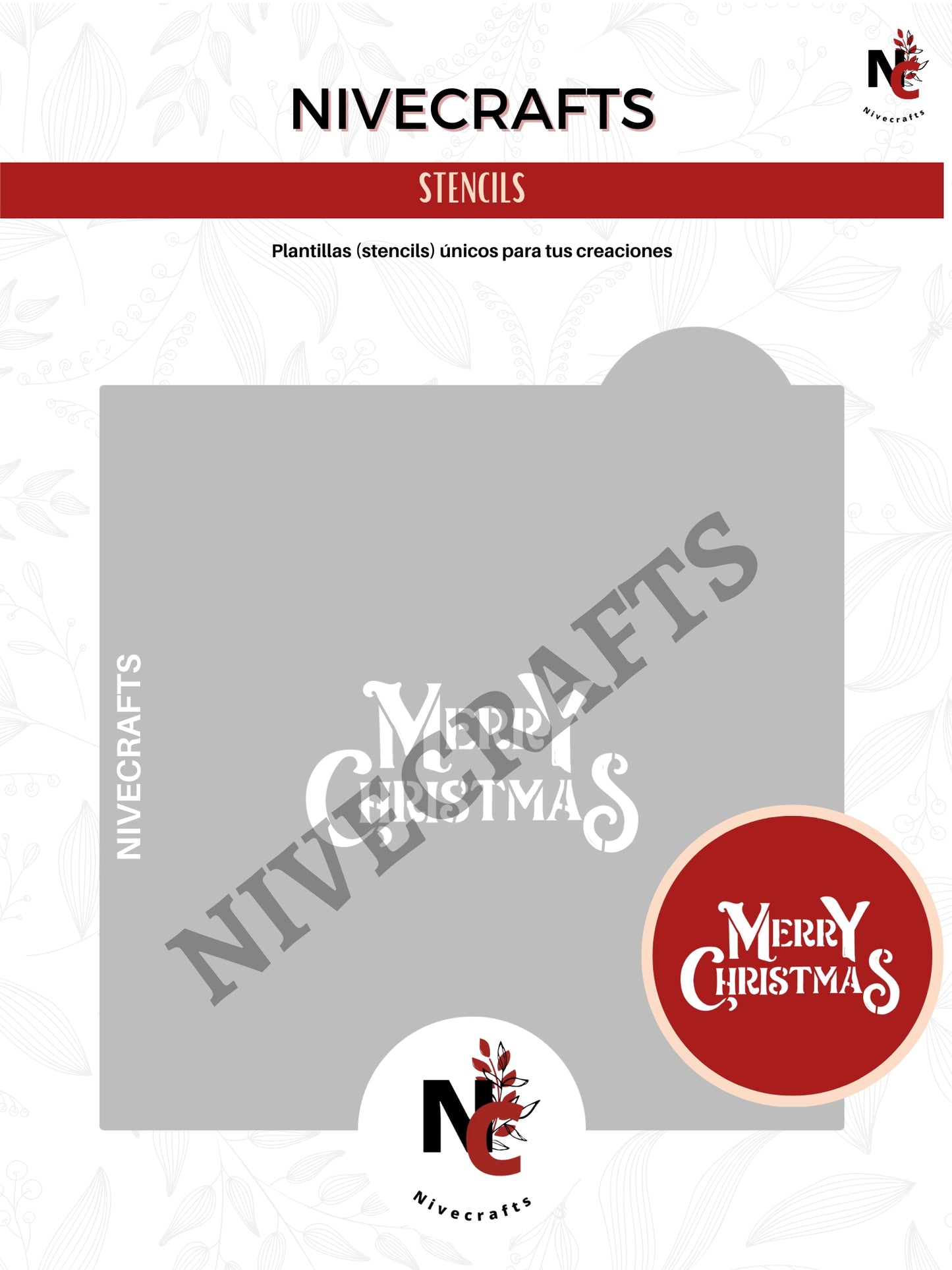 Stencil - Merry Christmas (para círculo 3 pulgadas)