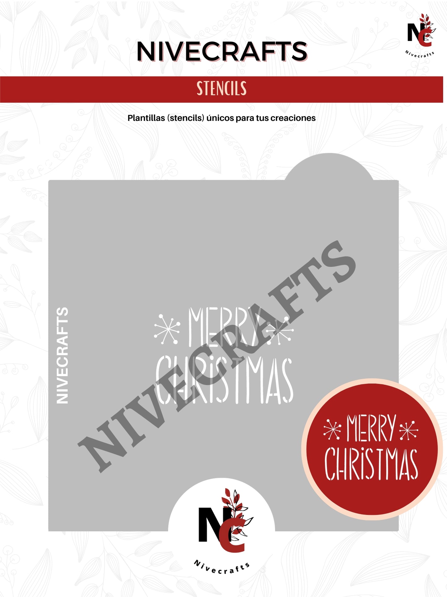 Stencil - Merry Christmas (para círculo 3 pulgadas) #2