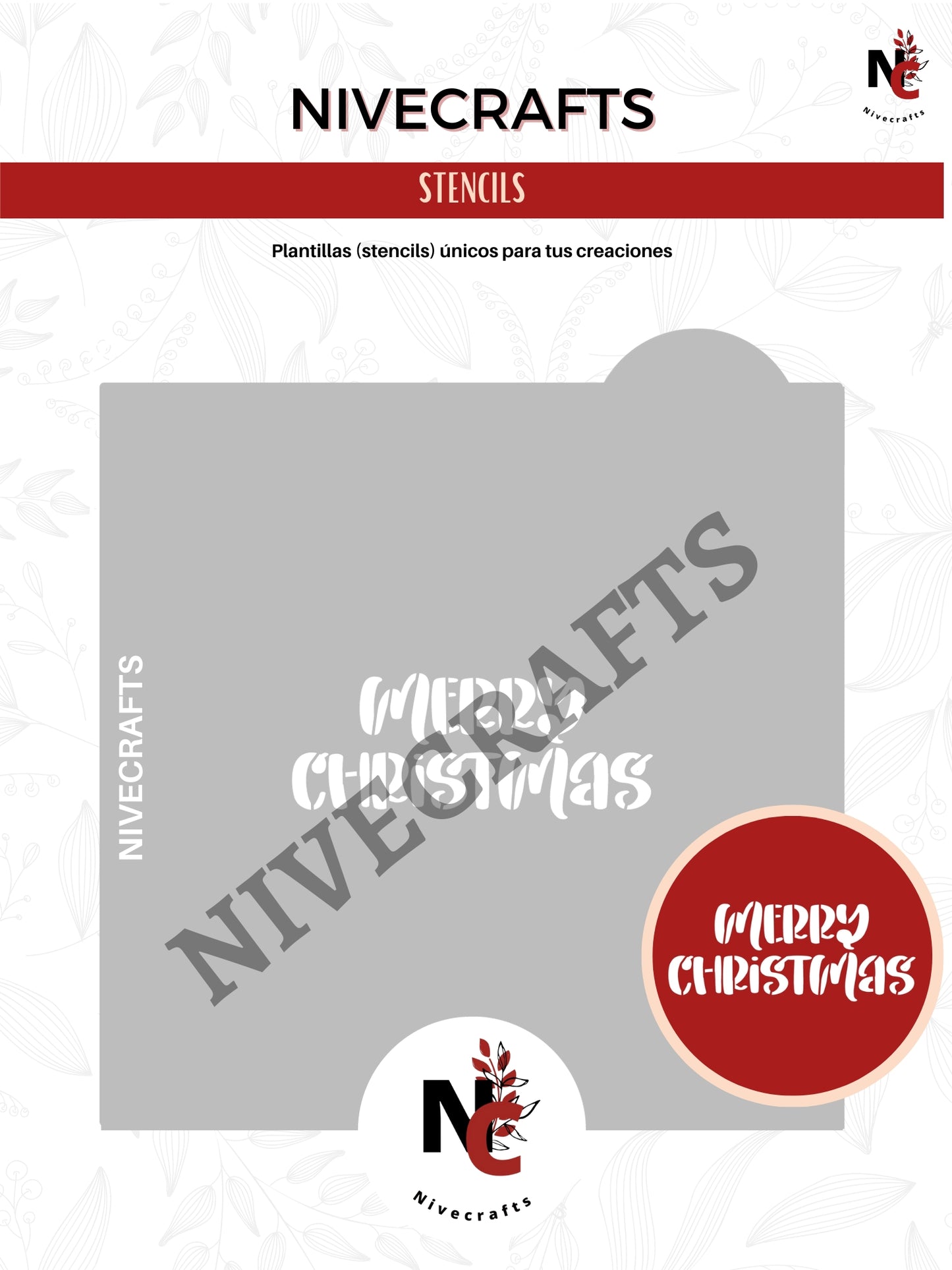 Stencil - Merry Christmas (para círculo 3 pulgadas) #3